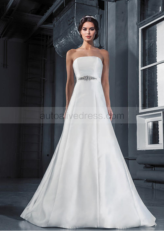 Strapless Ivory Twill Satin Minimalist Wedding Dress